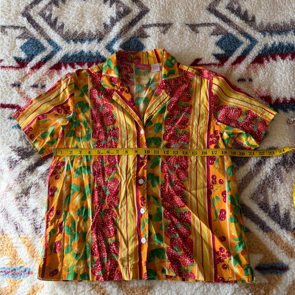 Vintage Strawberry Patterned Button Up - image 4